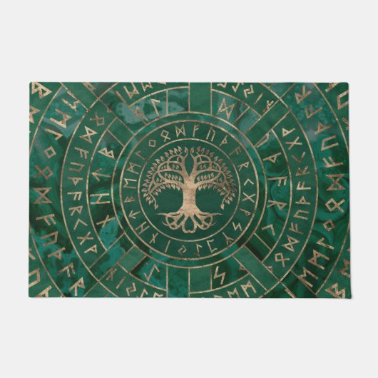 Levensboom - Yggdrasil en Futhark - Malachite Deurmat (Voorkant)