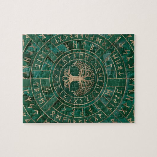 Levensboom - Yggdrasil en Futhark - Malachite Legpuzzel (Horizontaal)