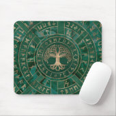 Levensboom - Yggdrasil en Futhark - Malachite Muismat (Met muis)