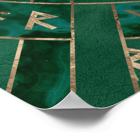 Levensboom - Yggdrasil en Futhark - Malachite Poster (Hoek)