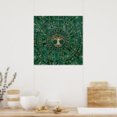 Levensboom - Yggdrasil en Futhark - Malachite Poster (Keuken)