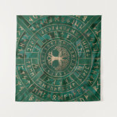 Levensboom - Yggdrasil en Futhark - Malachite Wandkleed (Voorkant (horizontaal))