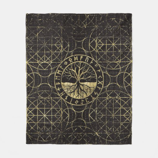 Levensboom - Yggdrasil en Runes Fleece Deken (Voorkant)