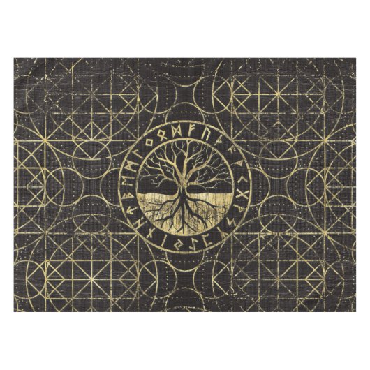 Levensboom - Yggdrasil en Runes Tafelkleed (Voorkant (Horizontaal))