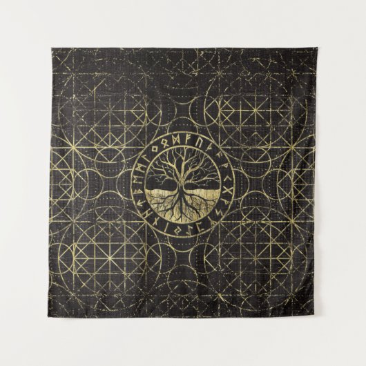 Levensboom - Yggdrasil en Runes Wandkleed (Voorkant)