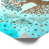 Levensboom - Yggdrasil - Gentle blue Poster (Hoek)