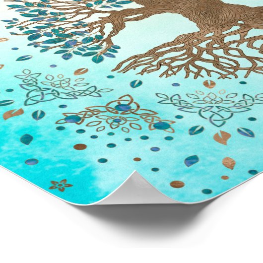 Levensboom - Yggdrasil - Gentle blue Poster (Hoek)