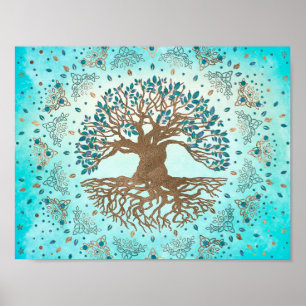 Levensboom - Yggdrasil - Gentle blue Poster