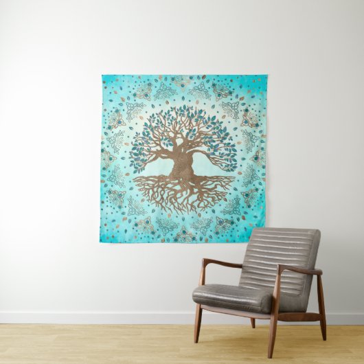 Levensboom - Yggdrasil - Gentle blue Wandkleed (In situ)