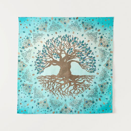 Levensboom - Yggdrasil - Gentle blue Wandkleed (Voorkant)