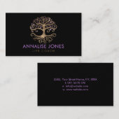 Levensboom - Yggdrasil - Gold en Amethyst Visitekaartje (Voorkant / Achterkant)