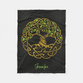 Levensboom - Yggdrasil - Gold met aangepaste naam Fleece Deken (Voorkant)