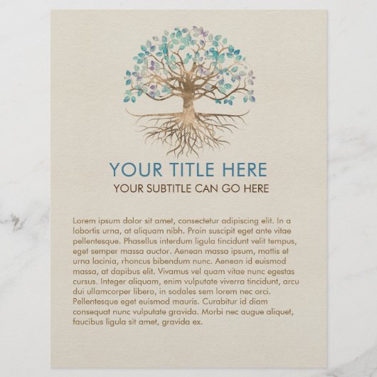 Levensboom - Yggdrasil - Goud en geverfd leder Flyer (Voorkant)