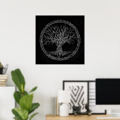 Levensboom - Yggdrasil -grayscale Poster (Thuiskantoor)