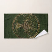 Levensboom - Yggdrasil - groen en goud Bad Handdoek (Handdoek)
