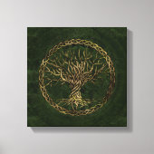Levensboom - Yggdrasil - groen en goud Canvas Afdruk (Voorkant)