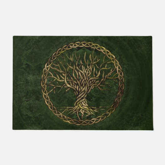 Levensboom - Yggdrasil - groen en goud Deurmat (Voorkant)