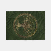 Levensboom - Yggdrasil - groen en goud Fleece Deken (Voorkant (Horizontaal))