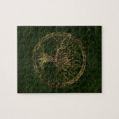 Levensboom - Yggdrasil - groen en goud Legpuzzel (Horizontaal)