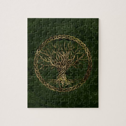 Levensboom - Yggdrasil - groen en goud Legpuzzel (Verticaal)