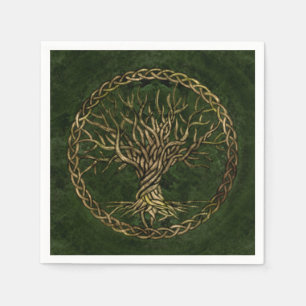 Levensboom - Yggdrasil - groen en goud Servet