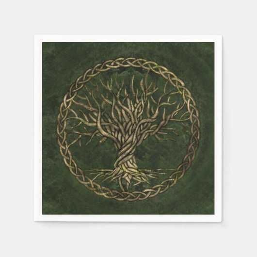 Levensboom - Yggdrasil - groen en goud Servet (Voorkant)