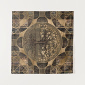 Levensboom - Yggdrasil - Hout en goud Wandkleed (Voorkant (horizontaal))