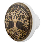Levensboom - Yggdrasil - Houthak en goud Keramische Knop (Rechts)