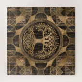 Levensboom - Yggdrasil - Houthak en goud Legpuzzel (Horizontaal)