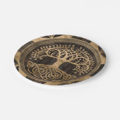 Levensboom - Yggdrasil - Houthak en goud Papieren Bordje (Gekanteld)