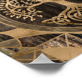 Levensboom - Yggdrasil - Houthak en goud Poster (Hoek)