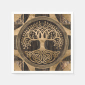 Levensboom - Yggdrasil - Houthak en goud Servet (Voorkant)