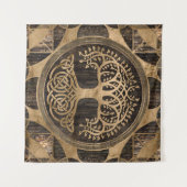 Levensboom - Yggdrasil - Houthak en goud Wandkleed (Voorkant (horizontaal))