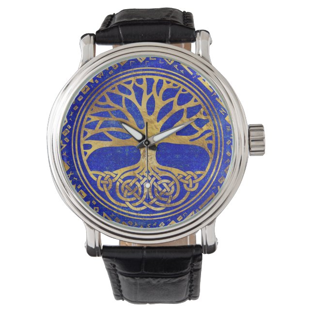 Levensboom - Yggdrasil - Lapis Lazuli Horloge (Voorkant)