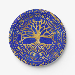 Levensboom - Yggdrasil - Lapis Lazuli Papieren Bordje