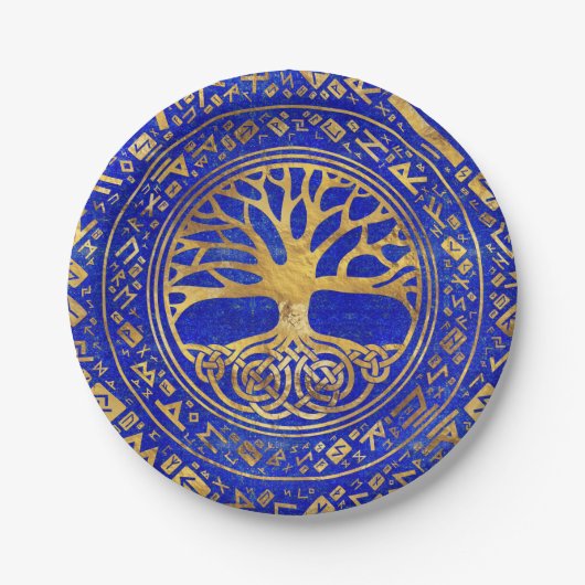 Levensboom - Yggdrasil - Lapis Lazuli Papieren Bordje (Voorkant)