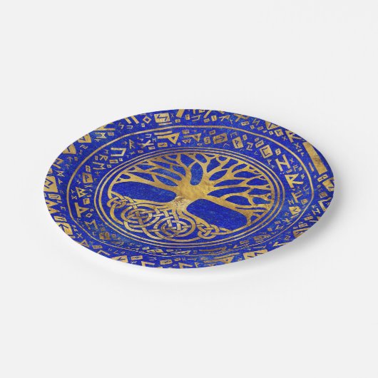 Levensboom - Yggdrasil - Lapis Lazuli Papieren Bordje (Gekanteld)