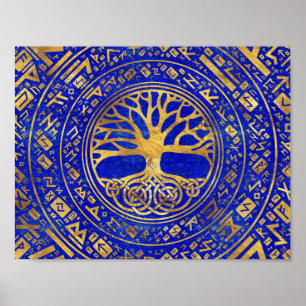 Levensboom - Yggdrasil - Lapis Lazuli Poster