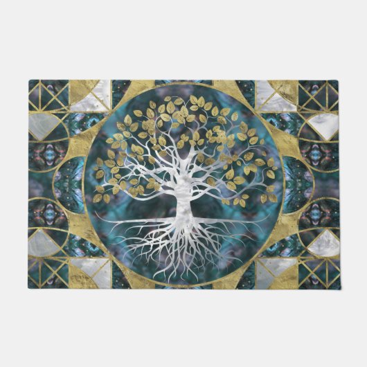 Levensboom - Yggdrasil - Marmer en Gold Deurmat (Voorkant)