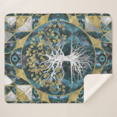Levensboom - Yggdrasil - Marmer en Gold Sherpa Deken (Voorkant (horizontaal))