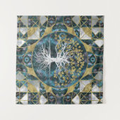 Levensboom - Yggdrasil - Marmer en Gold Wandkleed (Voorkant (horizontaal))