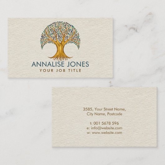 Levensboom - Yggdrasil - Marmer- en goudbladeren Visitekaartje (Voorkant / Achterkant)
