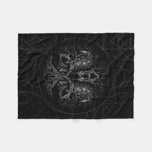 Levensboom - Yggdrasil met ravens Fleece Deken (Voorkant (Horizontaal))