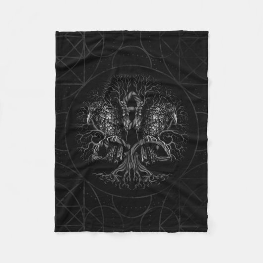 Levensboom - Yggdrasil met ravens Fleece Deken (Voorkant)