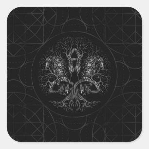Levensboom - Yggdrasil met ravens Vierkante Sticker