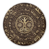 Levensboom - Yggdrasil met Trinity Knot Keramische Knop (Voorkant)