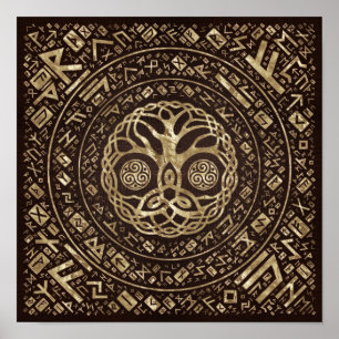 Levensboom - Yggdrasil met Trinity Knot Poster