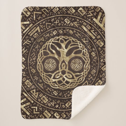 Levensboom - Yggdrasil met Trinity Knot Sherpa Deken (Voorkant)