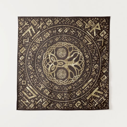 Levensboom - Yggdrasil met Trinity Knot Wandkleed (Voorkant (horizontaal))