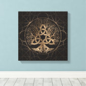 Levensboom - Yggdrasil met Triquetra Canvas Afdruk (Insitu (Houten vloer))